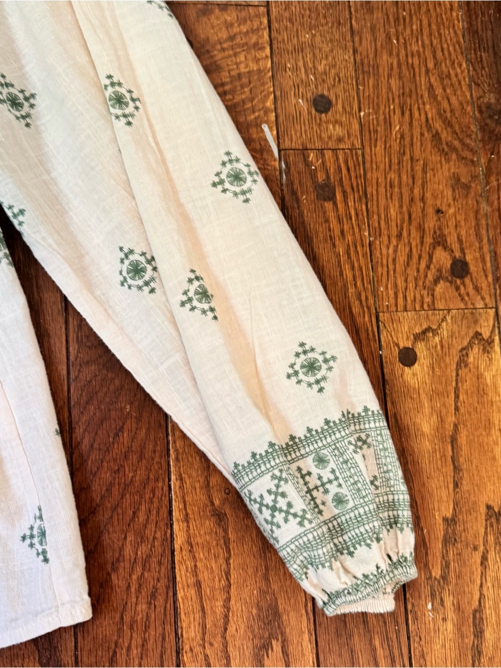 Francesca Bettini Linen/Cotton Cream Long Sleeved Boho Summer Button-up Blouse - Picture 5 of 11